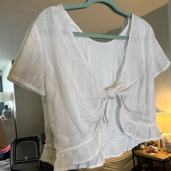 Roxy Ghost Away Peplum Tie-Back Crop Top White, Small - Picture 5 of 5